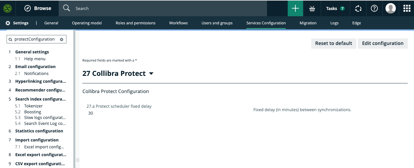 Services Configuration tab